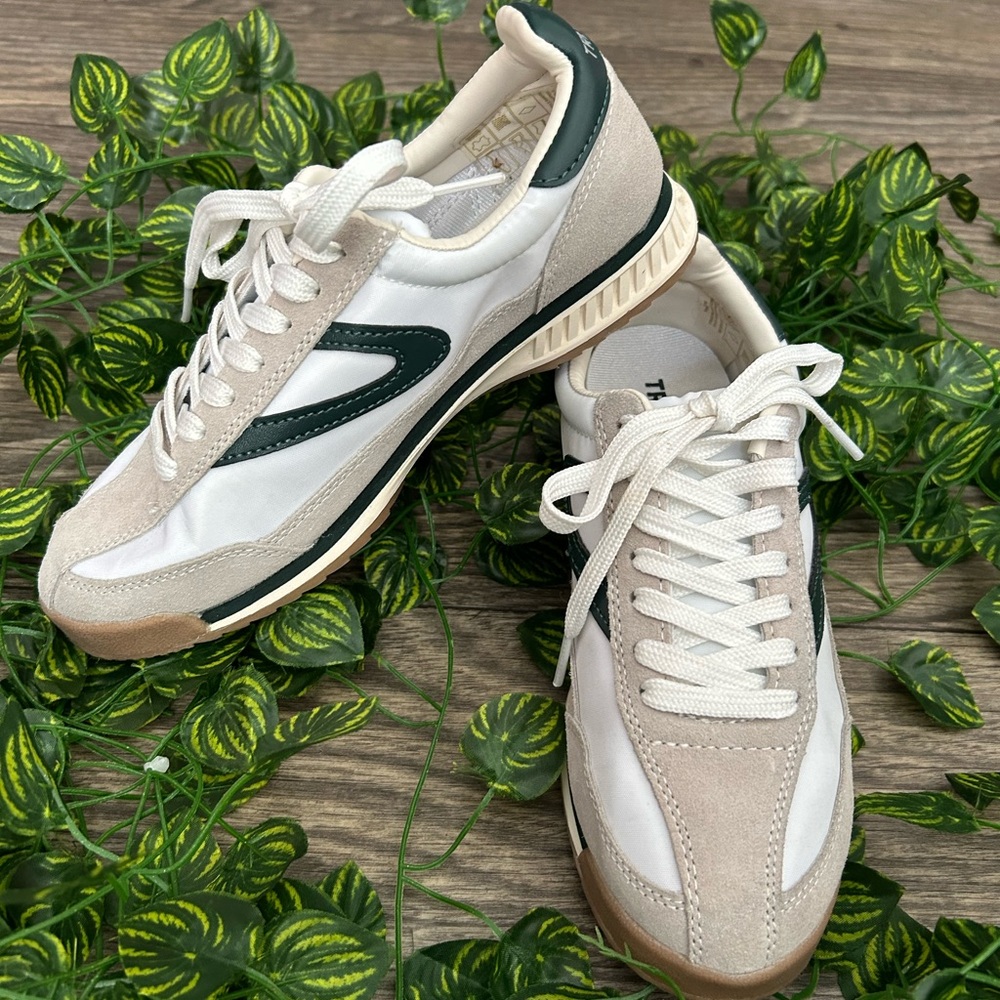 Tretorn Women's Sneakers in White, Green, and Tan used excellent condition